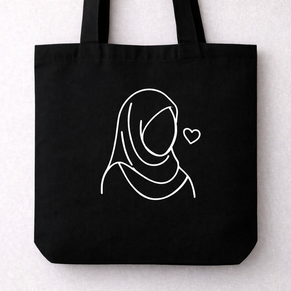 Premium Baumwoll-Tragetasche „Hijab“ – Stilvoll & Nachhaltig (38 × 42 cm)