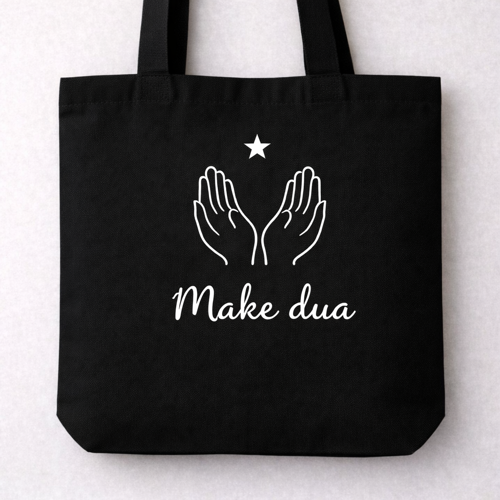 Premium Baumwoll-Tragetasche „Make dua“ – Stilvoll & Nachhaltig (38 × 42 cm)