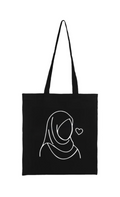 Islamische Baumwolltasche, stilvoll & bewusst Diese hochwertige Stofftasche (38 × 42 cm) mit langen Henkeln vereint Funktionalität mit einem minimalistischen, islamischen Design.