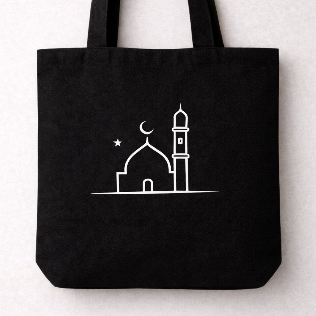 Premium Baumwoll-Tragetasche „Masjid“ – Stilvoll & Nachhaltig (38 × 42 cm)
